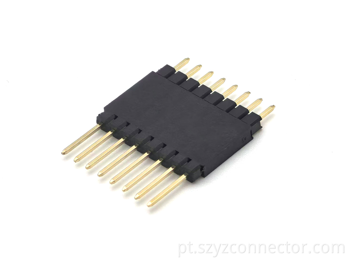 Conector de encabeçamento de pino de passo de 2,54 mm única fileira reta SQ0,64mm H15,5mm 1*8P 2.54mm Pitch Pin Header Connector Single Row Straight SQ0.64mm H15.5mm 1*8P